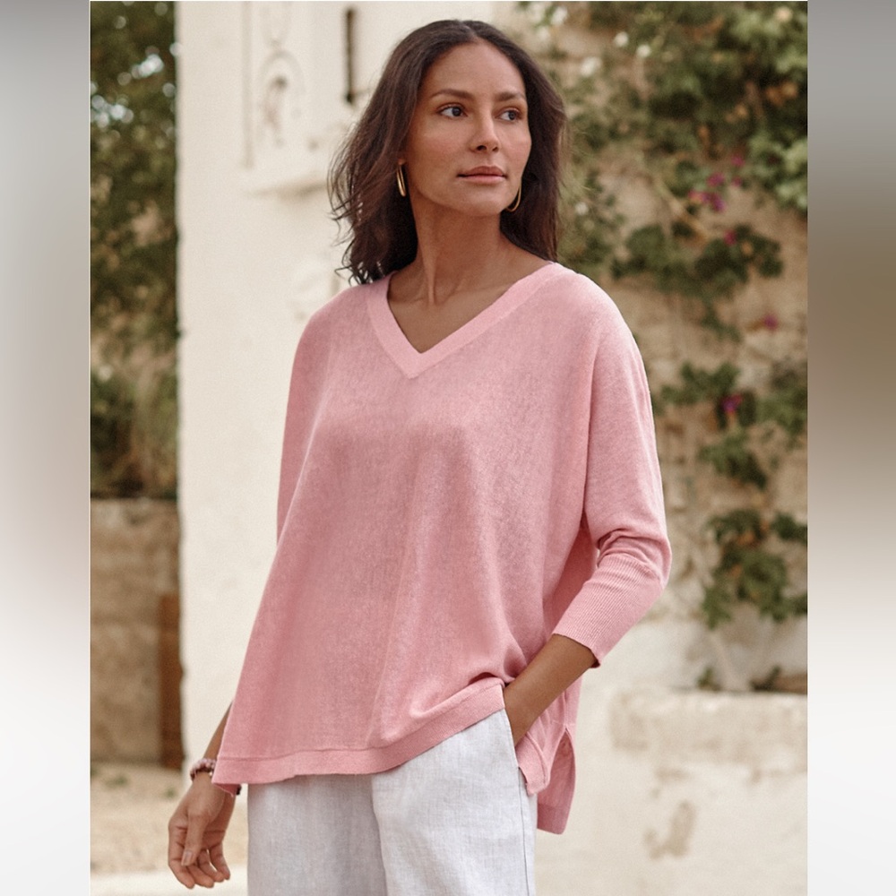 Garnet Hill Linen Oversized V-
Neck Sweater